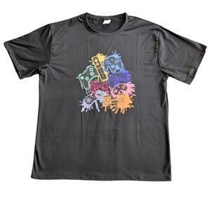 Men's Casual Black MUTI COLOR Graphic Video GAME  Short Sleeve T-shirt Size XL